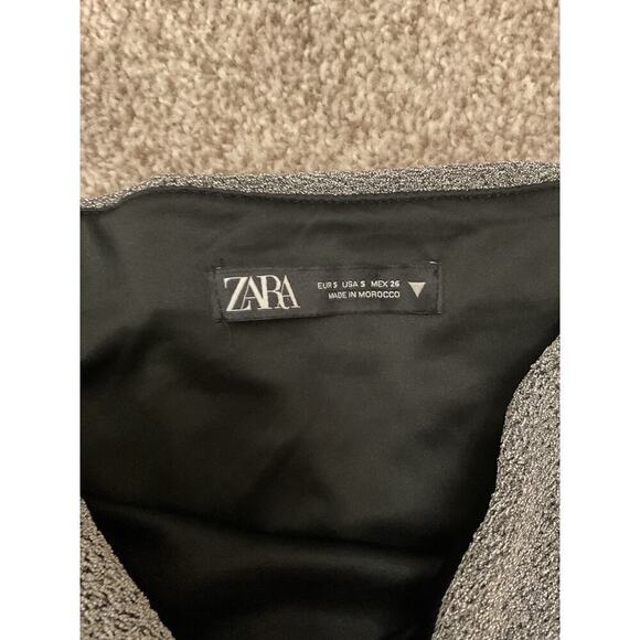 Zara Metallic Silver Shirred Cropped Length Tube Top, M - Picture 3 of 4